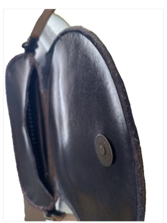 Leather Cat Face Crossbody Bag Hand Tooled Embossed Black Boho Whipstitch - Picture 11 of 14